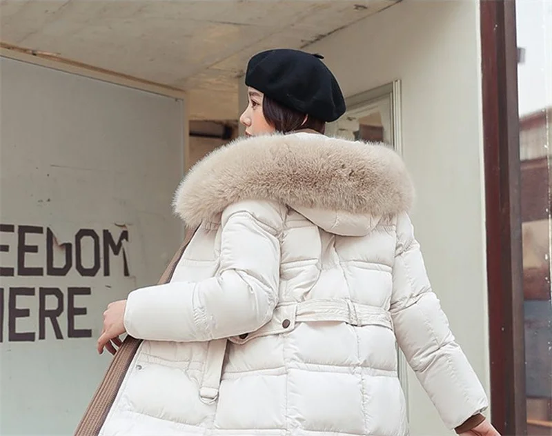 Fur Collar Windbreaker Down Coat Women Parkas 2027 Cotton-Padded Jacket Winter New Fashion Female Long Thick Warm Overwear Tops