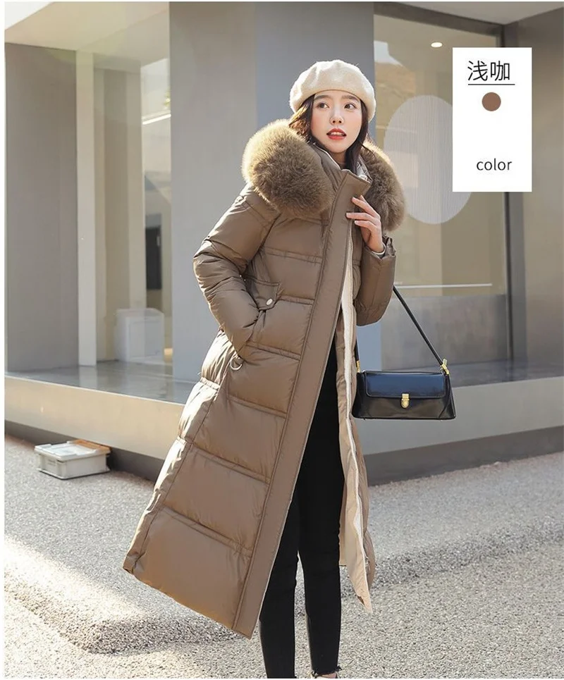 Fur Collar Windbreaker Down Coat Women Parkas 2027 Cotton-Padded Jacket Winter New Fashion Female Long Thick Warm Overwear Tops