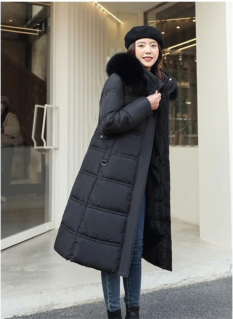 Fur Collar Windbreaker Down Coat Women Parkas 2027 Cotton-Padded Jacket Winter New Fashion Female Long Thick Warm Overwear Tops