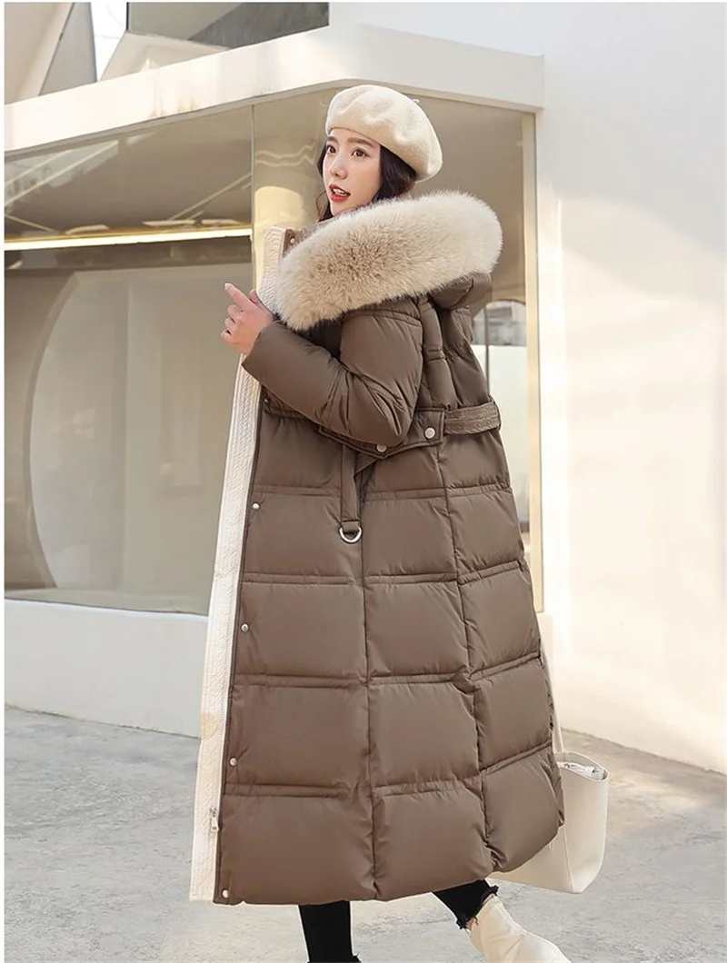 Fur Collar Windbreaker Down Coat Women Parkas 2027 Cotton-Padded Jacket Winter New Fashion Female Long Thick Warm Overwear Tops