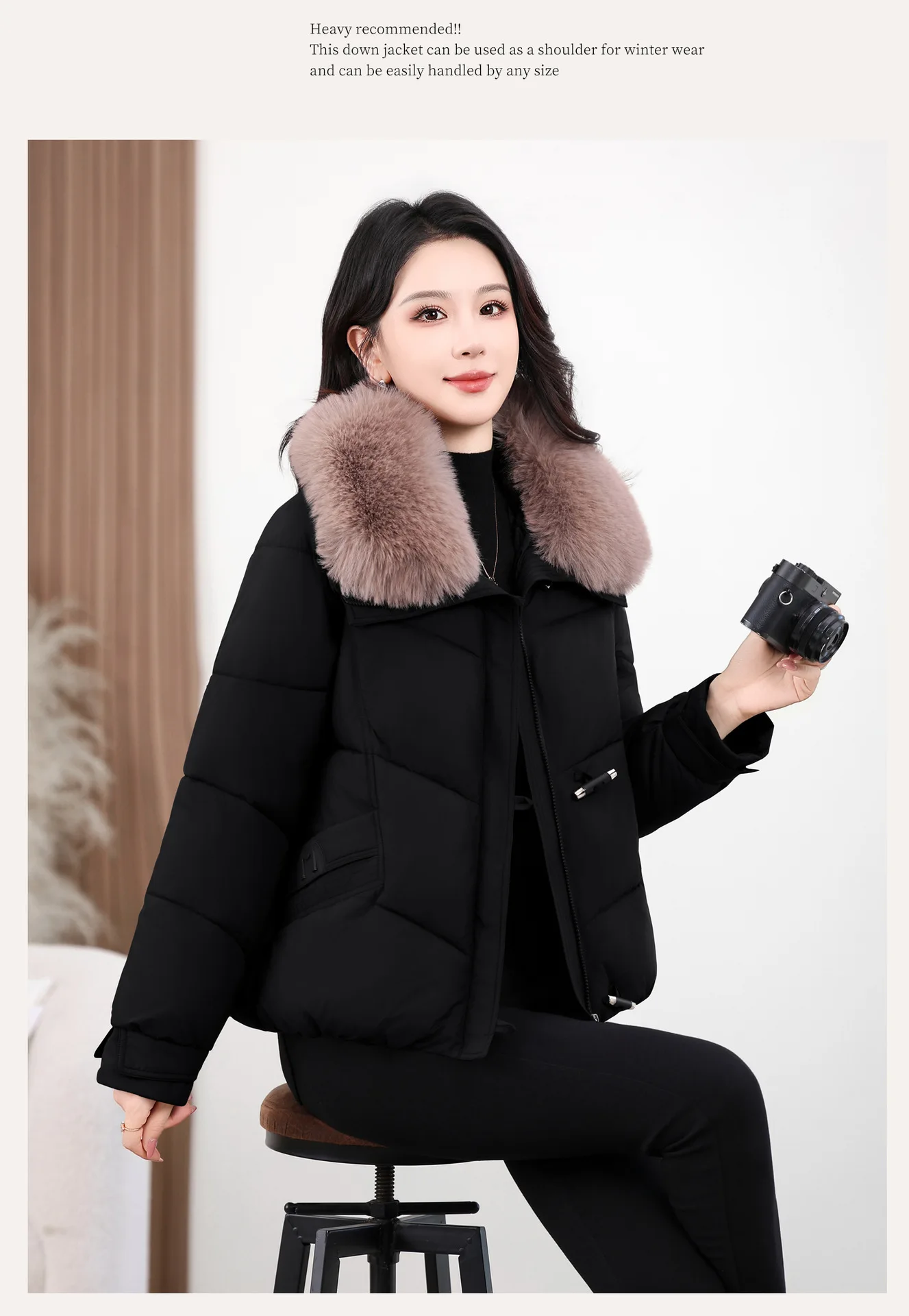 2026 Winter New Cotton Jacket Women's Fashion Versatile Korean Version Foreign Style Loose Simple Warm Down Cotton Jacket