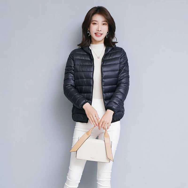 Lightweight Thin Loose Hooded Parkas Women Autumn Winter Basic Zipper Up Down Cotton Jackets Woman Long Sleeve Warm Short Parkas
