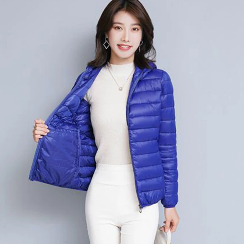 Lightweight Thin Loose Hooded Parkas Women Autumn Winter Basic Zipper Up Down Cotton Jackets Woman Long Sleeve Warm Short Parkas
