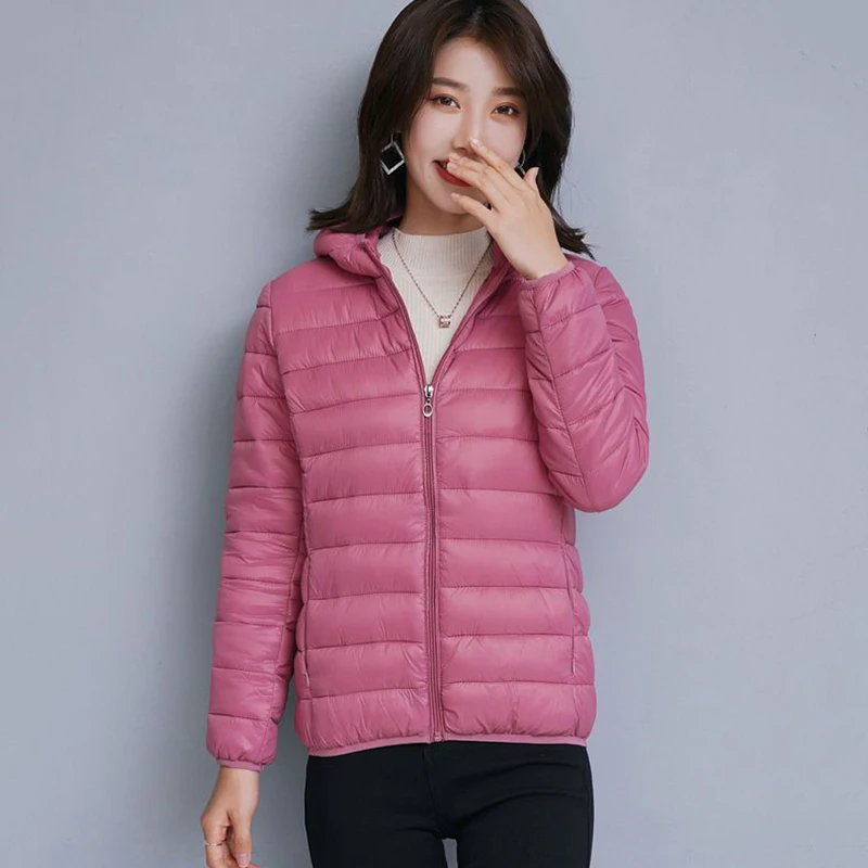 Lightweight Thin Loose Hooded Parkas Women Autumn Winter Basic Zipper Up Down Cotton Jackets Woman Long Sleeve Warm Short Parkas