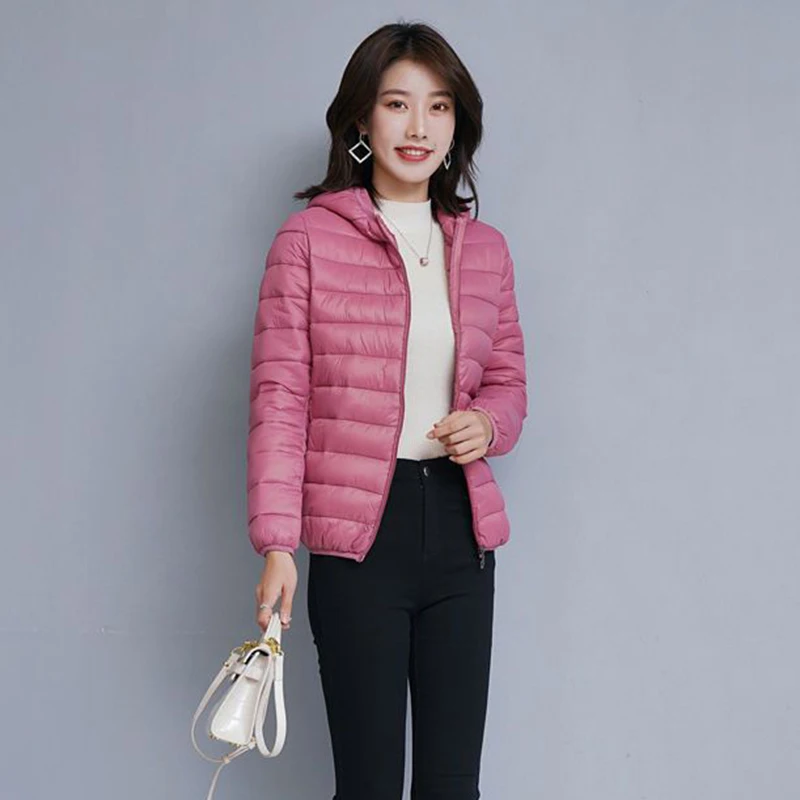 Lightweight Thin Loose Hooded Parkas Women Autumn Winter Basic Zipper Up Down Cotton Jackets Woman Long Sleeve Warm Short Parkas