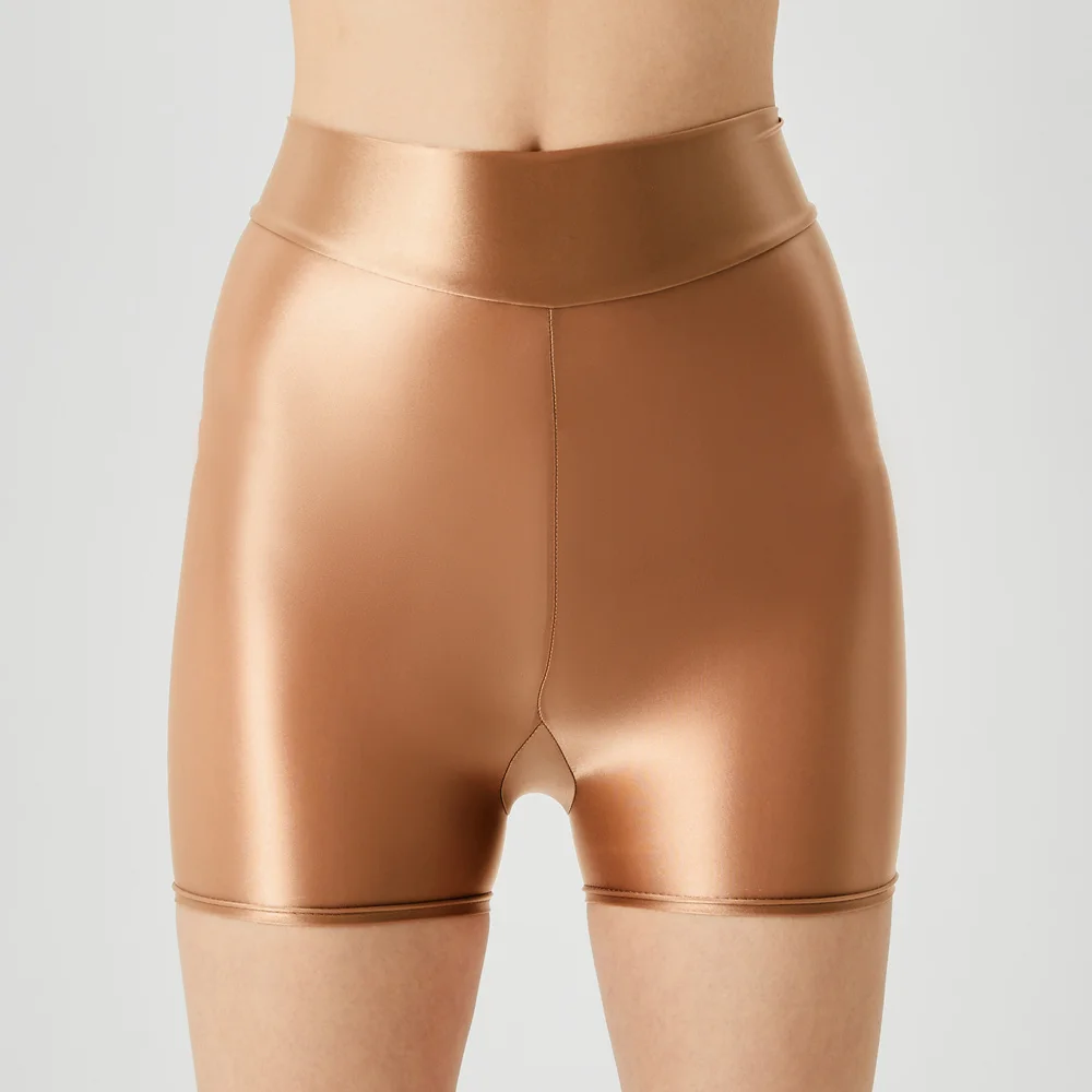 Sexy Women Stain Smooth Yoga Elasitc Shorts Oil Glossy Shiny Tight Casual Beachwear Fitness Short Safety Underwear