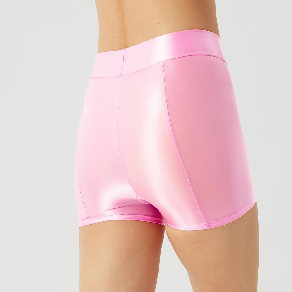Sexy Women Stain Smooth Yoga Elasitc Shorts Oil Glossy Shiny Tight Casual Beachwear Fitness Short Safety Underwear