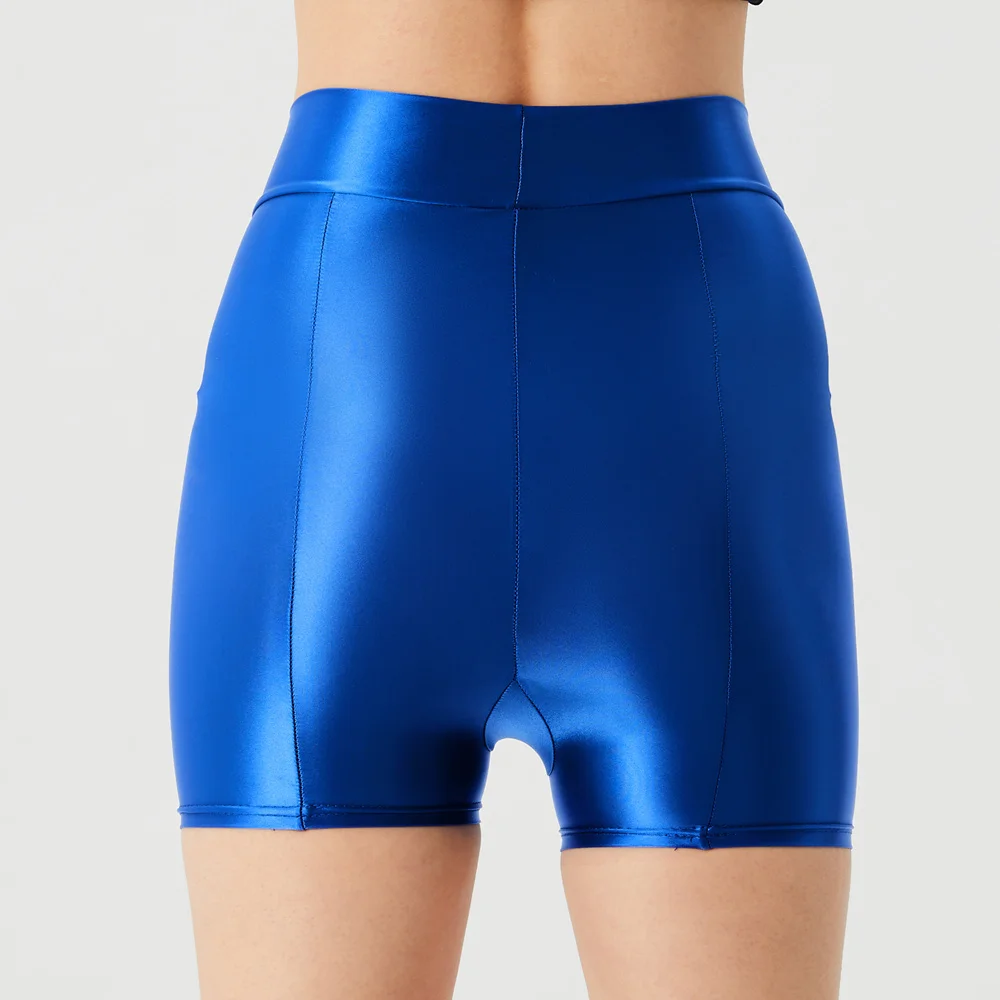 Sexy Women Stain Smooth Yoga Elasitc Shorts Oil Glossy Shiny Tight Casual Beachwear Fitness Short Safety Underwear