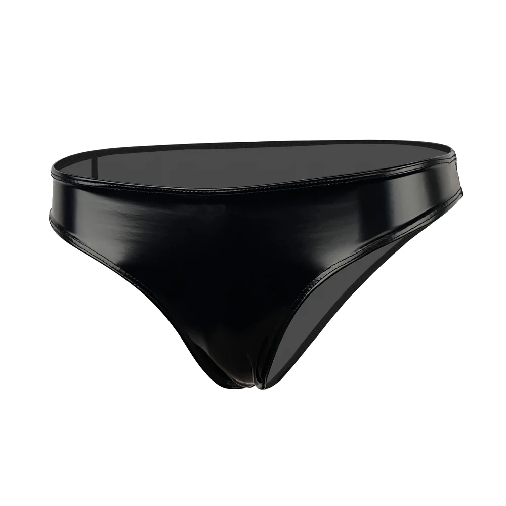 Sexy Women Hot Short Oil Glossy Shiny Low Waist Short PVC PU Faux Leather Exotic Briefs Maid Punk Dance Wear Plus Size