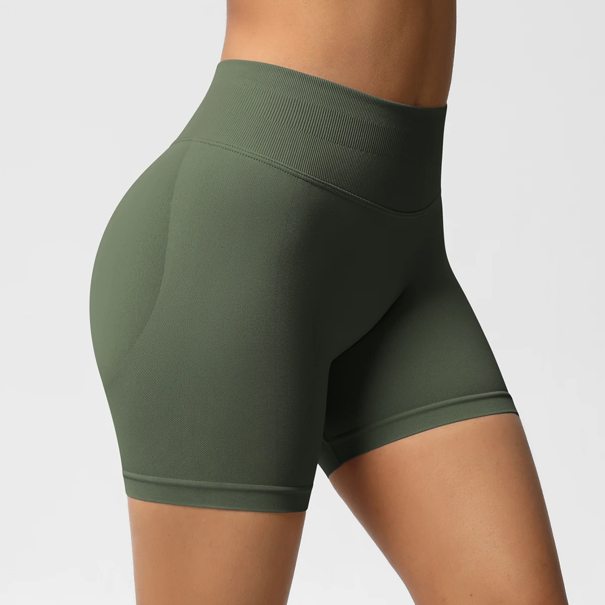 Women Shorts Low Ribbed Waist Band Yoga Shorts Seamless Scrunch Bum Workout Gym Shorts Booty Hight Stretch Running Shorts