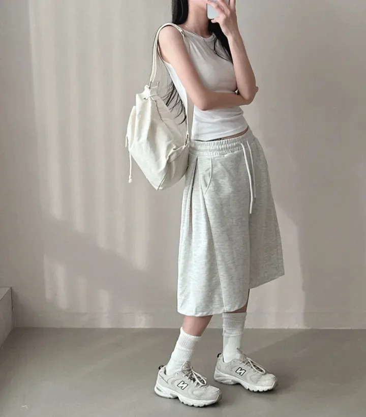 Summer Drawstring Wide Leg Shorts Women Fitness Running Loose Casual Large Sports Shorts Sweat Short High Elastic Lace Up Pants