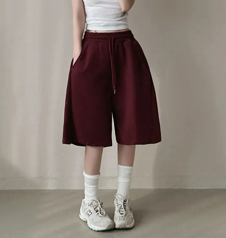 Summer Drawstring Wide Leg Shorts Women Fitness Running Loose Casual Large Sports Shorts Sweat Short High Elastic Lace Up Pants