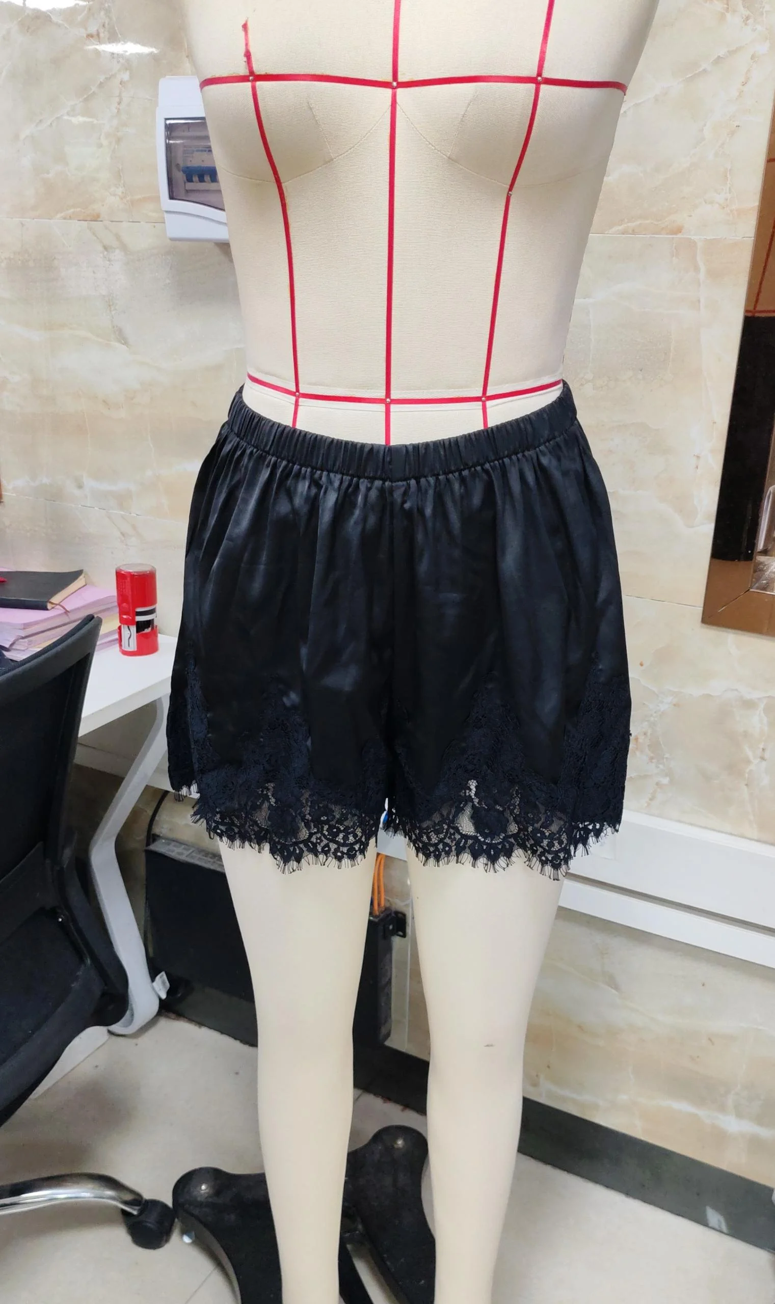 Combhasaki Satin Silk Boxers Shorts for Women Y2k Lace Trim Micro Mini Pajama Shorts Knickers Low Rise Loungewear Slip Pj Bottom