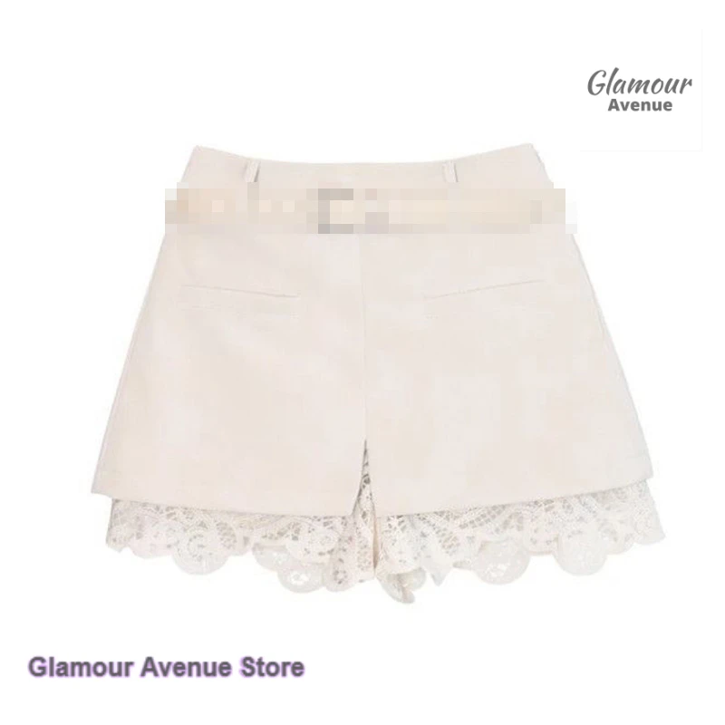French lace stitching Joker casual pants women's spring and summer new fashion temperament short skirt giant beautiful skirt.