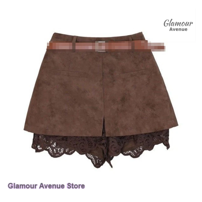 French lace stitching Joker casual pants women's spring and summer new fashion temperament short skirt giant beautiful skirt.