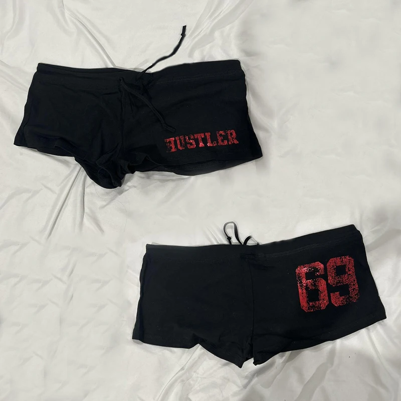 Harajuku Letter Print High street Casual Y2K Shorts Punk Fashion Pants Hiphop Vintage Grunge Goth Streetwear Sexy Half pants EMO