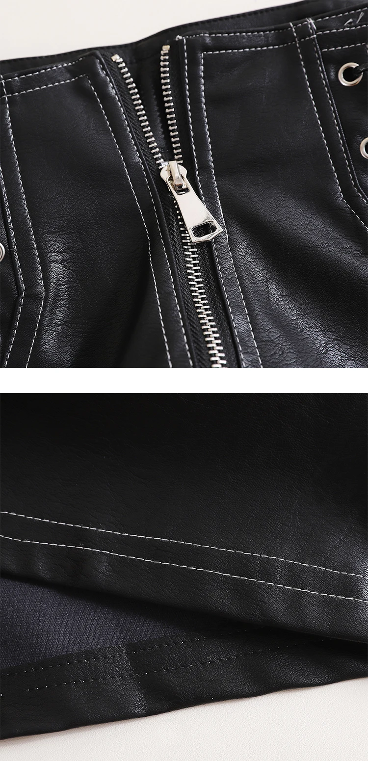 Autumn Women PU Shorts Tie High Waist Shorts Female Casual Black Shorts Ladies All Match Wide leg Shorts Short Pants