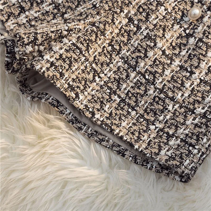 Vintage Plaid Women Tweed Shorts Spring High Waist Office Lady Casual A Line Pants Y2K Harajuku All Match Blend Wide Leg Shorts