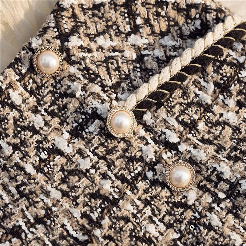 Vintage Plaid Women Tweed Shorts Spring High Waist Office Lady Casual A Line Pants Y2K Harajuku All Match Blend Wide Leg Shorts