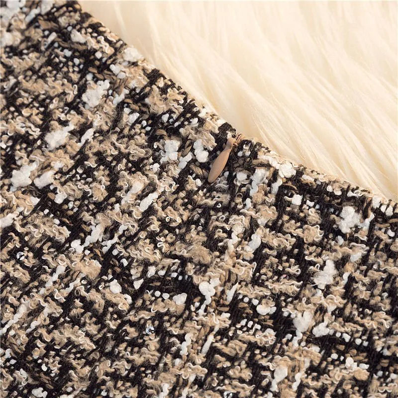 Vintage Plaid Women Tweed Shorts Spring High Waist Office Lady Casual A Line Pants Y2K Harajuku All Match Blend Wide Leg Shorts