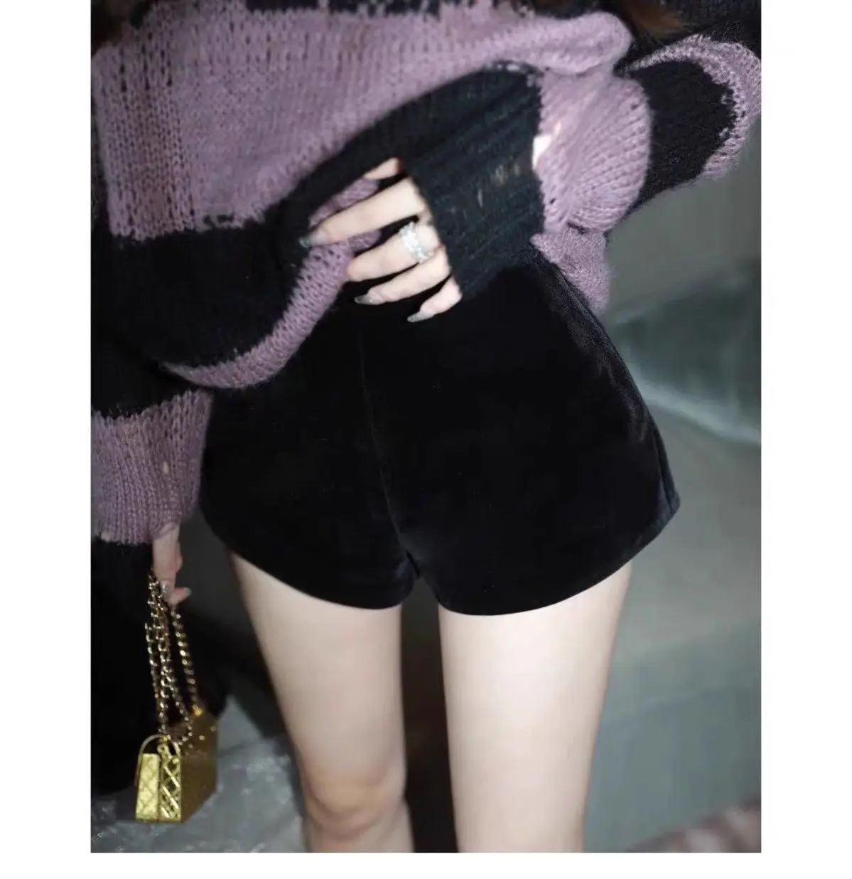 Wide Leg Black Velvet Shorts Pantalones Cortos De Mujer Shorts Feminino Femme Autumn Winter Ropa Mujer High Waisted