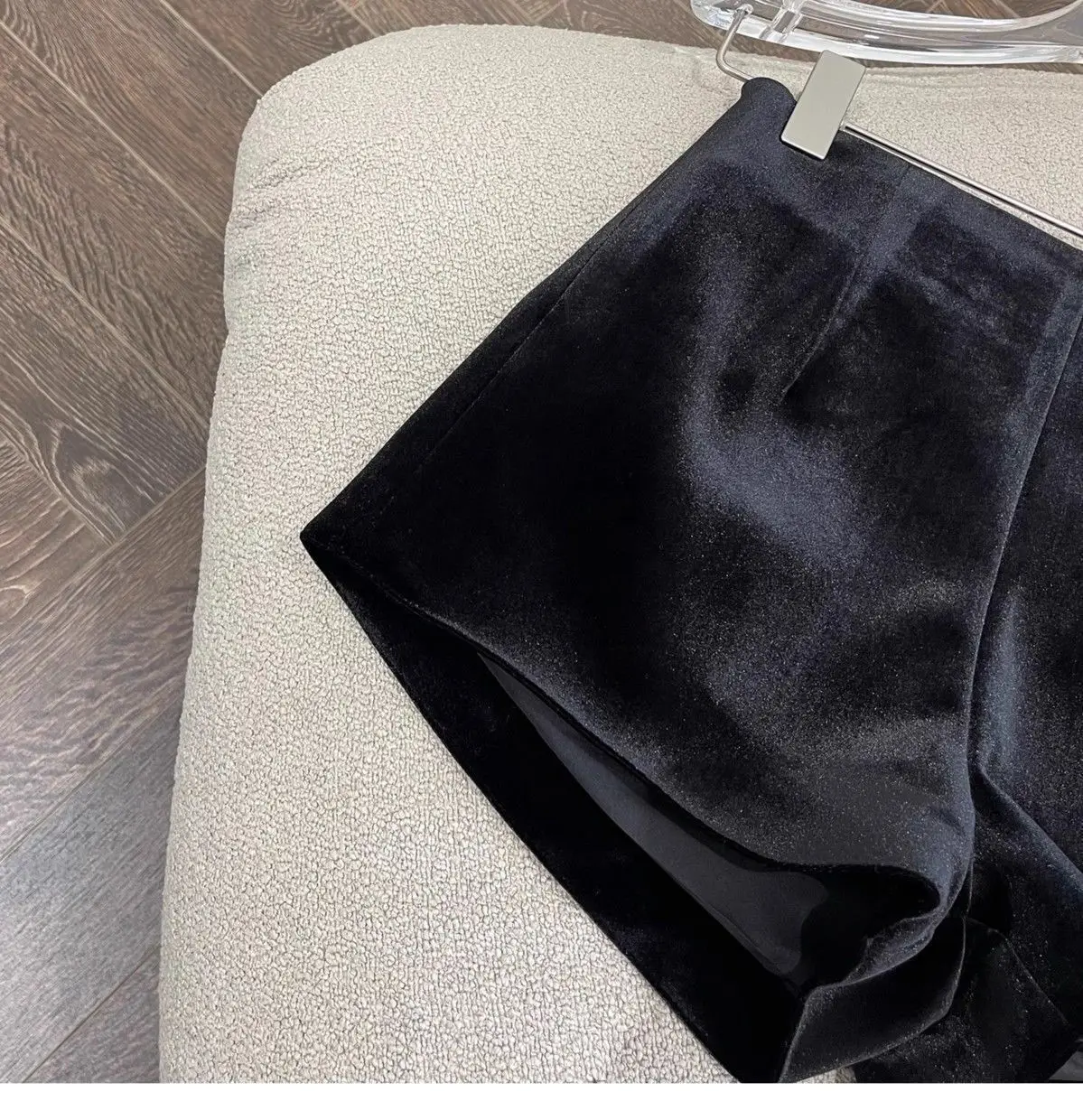 Wide Leg Black Velvet Shorts Pantalones Cortos De Mujer Shorts Feminino Femme Autumn Winter Ropa Mujer High Waisted