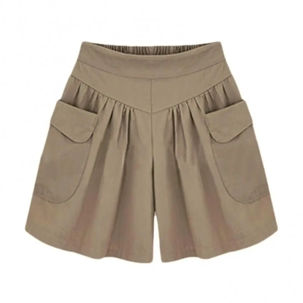Wide Leg Sports Pants Summer Women Solid Color Elastic Waist Casual Loose Shorts with Pocket Female Shorts Women's