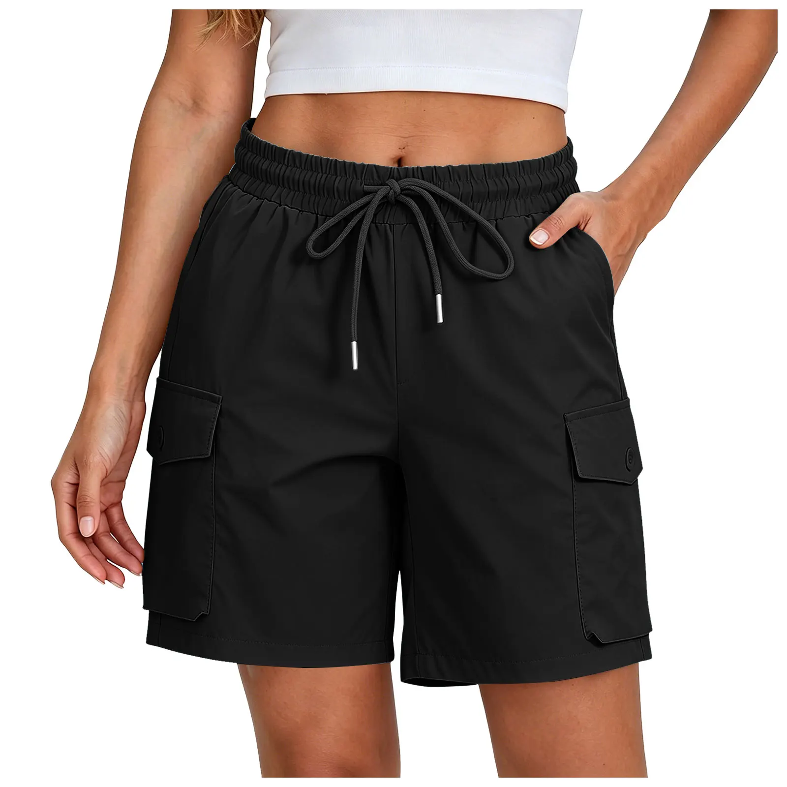 Summer Hiking Shorts Women Lightweight Breathable High Waist Short Pants Multi Pockets Outdoor Cargo Work Shorts Streetwear
