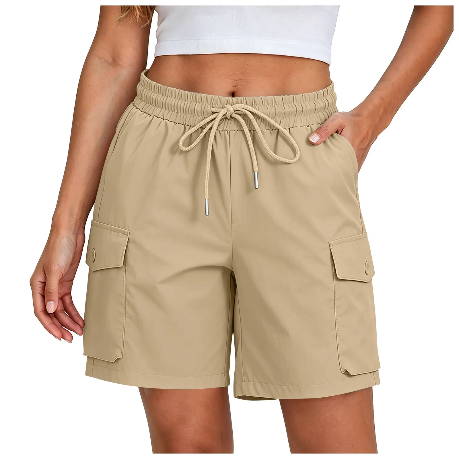 Summer Hiking Shorts Women Lightweight Breathable High Waist Short Pants Multi Pockets Outdoor Cargo Work Shorts Streetwear