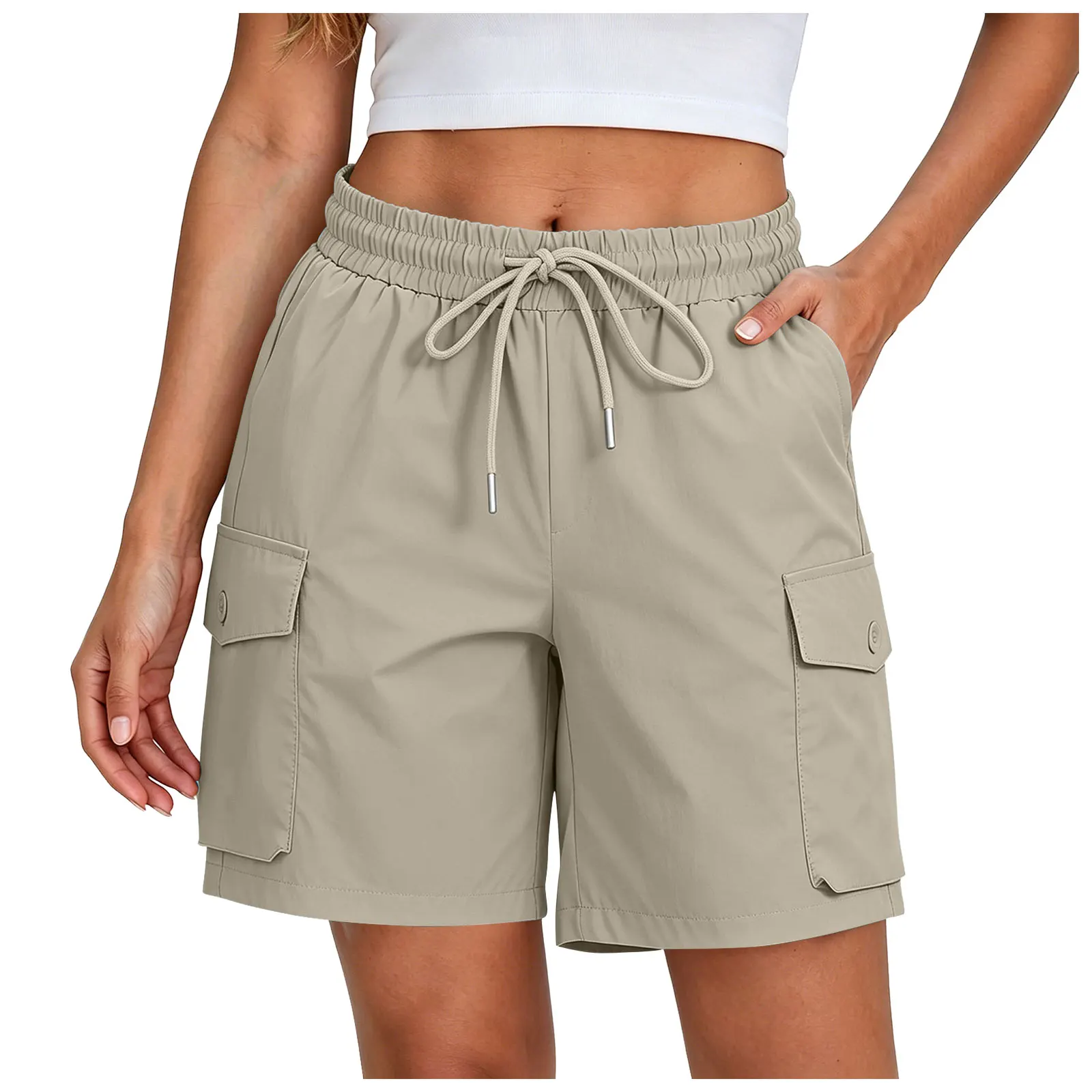 Summer Hiking Shorts Women Lightweight Breathable High Waist Short Pants Multi Pockets Outdoor Cargo Work Shorts Streetwear