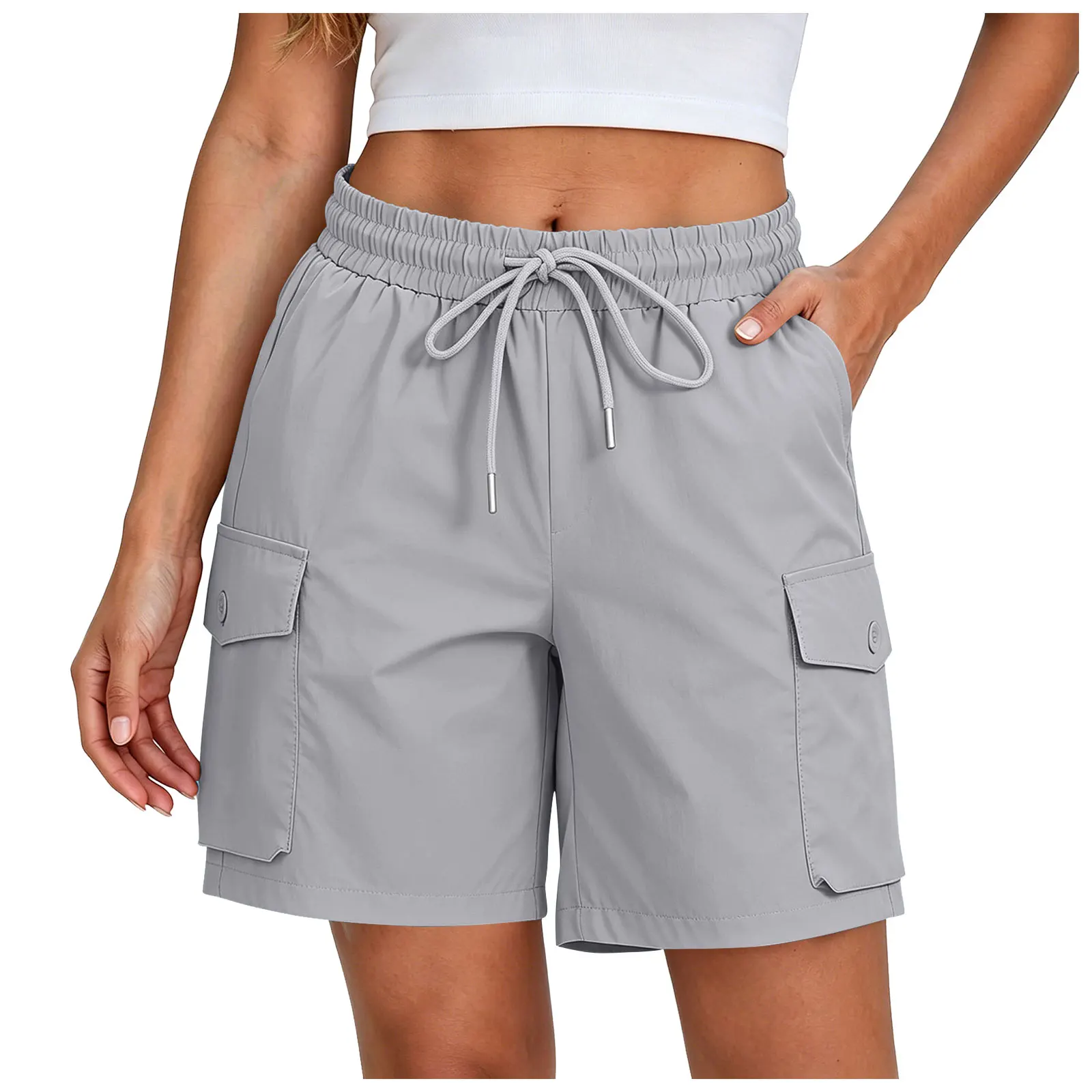 Summer Hiking Shorts Women Lightweight Breathable High Waist Short Pants Multi Pockets Outdoor Cargo Work Shorts Streetwear