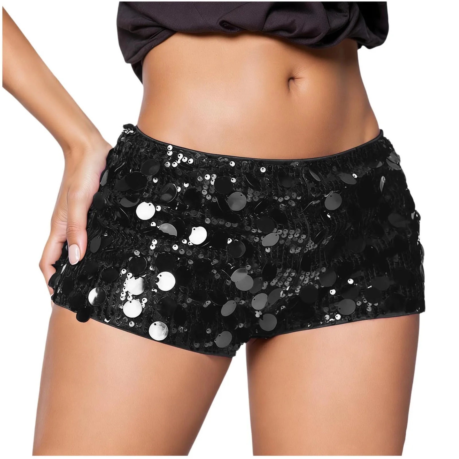 Fashion Sequin Hot Pants Sexy Low Waist Skinny Booty Shorts For Women Summer Chic Bottoms Sparkly Glitter Mini Shorts шорты