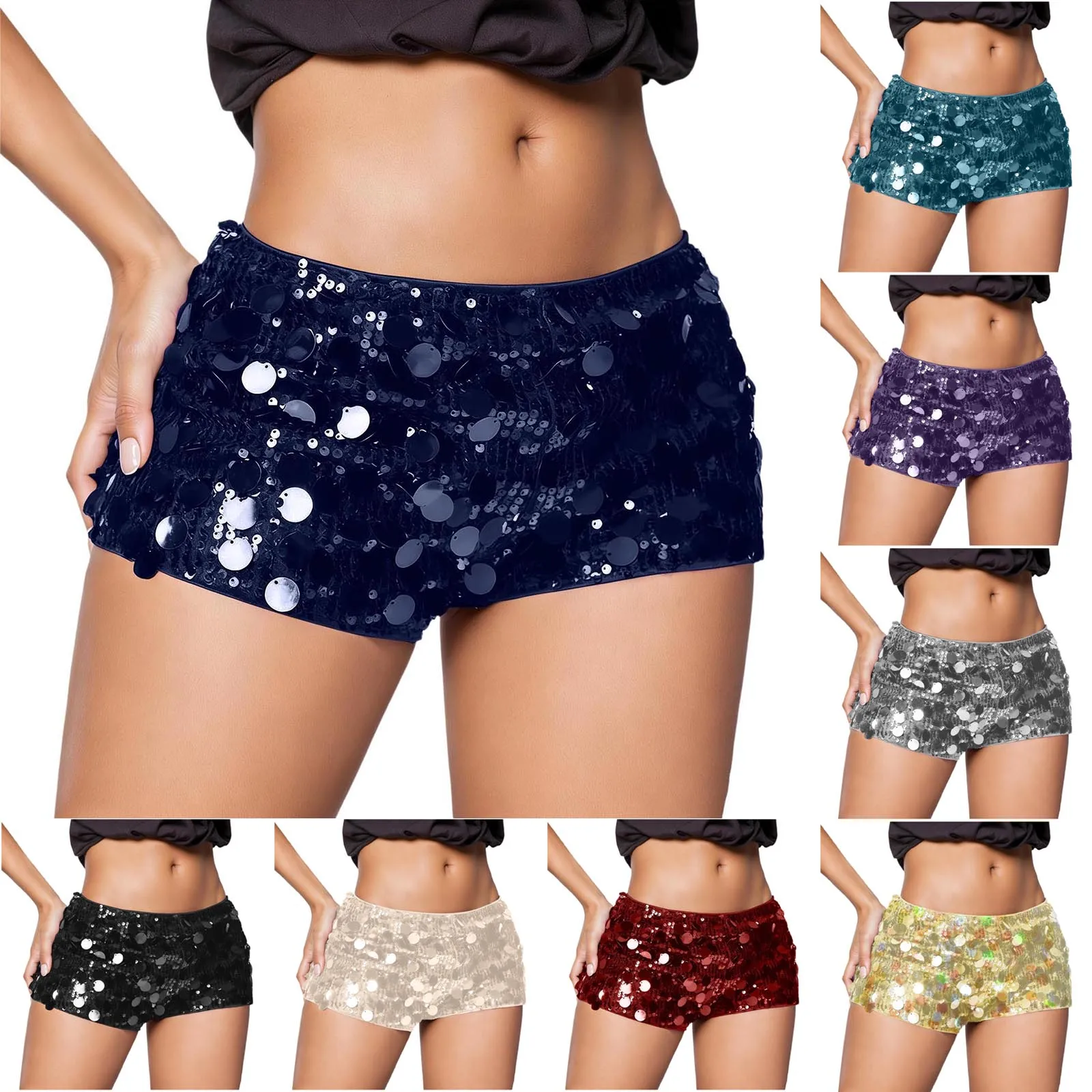 Fashion Sequin Hot Pants Sexy Low Waist Skinny Booty Shorts For Women Summer Chic Bottoms Sparkly Glitter Mini Shorts шорты