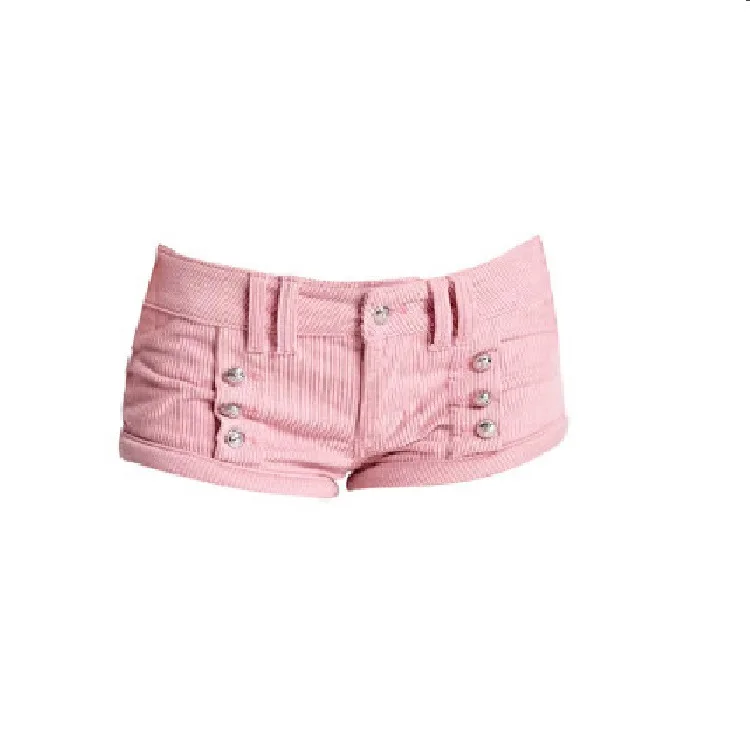 Y2k Style Spice Girl Pit Striped Corduroy Pink Low Waist Super Shorts Women's Slim Sexy Hip-wrapped Hot Pants