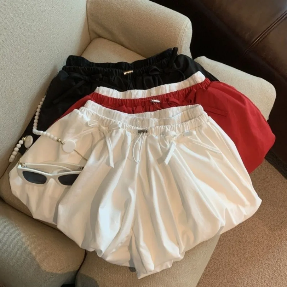 Neploe Sweet Spice Girls Bow Cloud Femme Pantalon Bud Ball Gown Short Slim Shorts All-match Ruched French Casual High Waist Pant