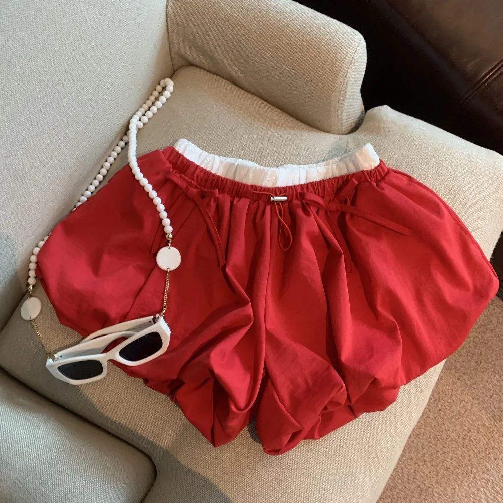 Neploe Sweet Spice Girls Bow Cloud Femme Pantalon Bud Ball Gown Short Slim Shorts All-match Ruched French Casual High Waist Pant