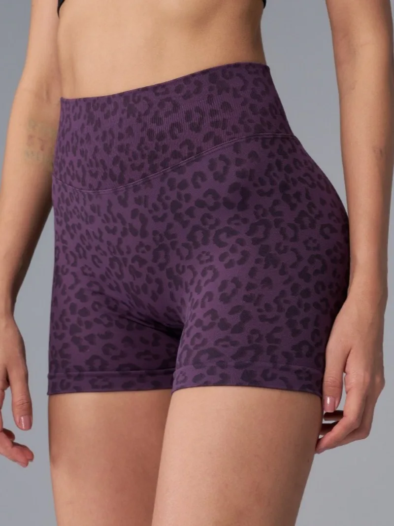 Women's High Waist Leopard Shorts Yoga Tights Casual Seamless Sporty Fitness Short Leggings Female Cycling Running Gym Shorts