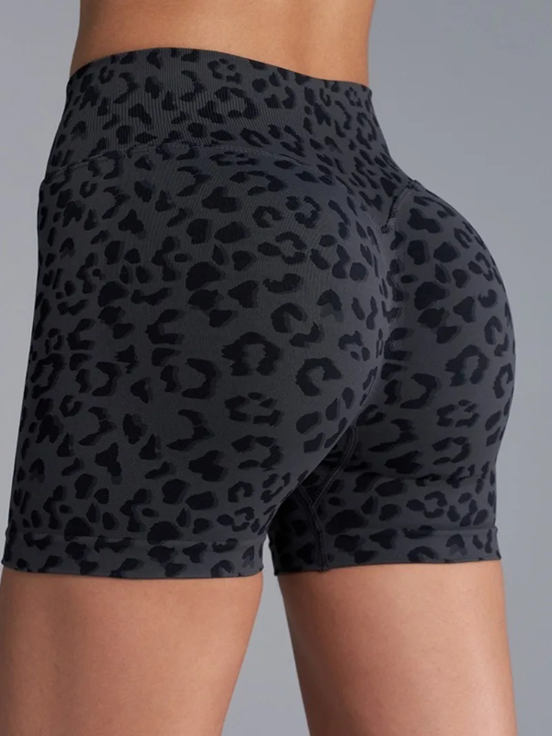 Women's High Waist Leopard Shorts Yoga Tights Casual Seamless Sporty Fitness Short Leggings Female Cycling Running Gym Shorts