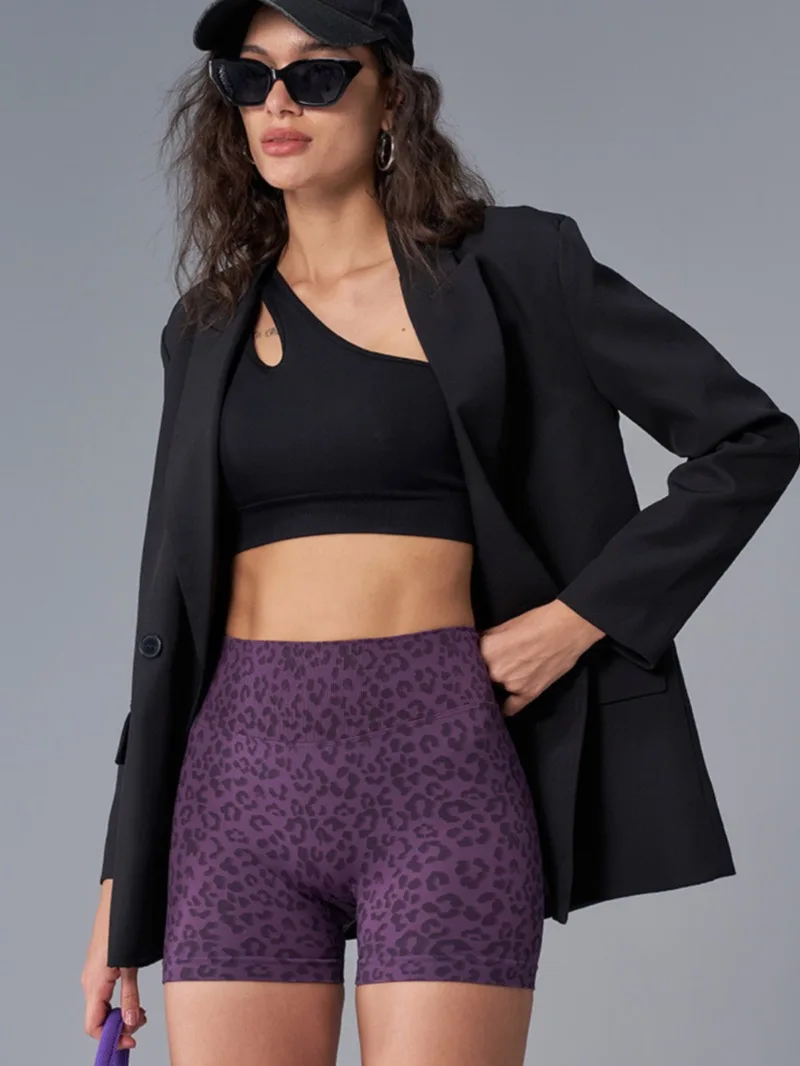 Women's High Waist Leopard Shorts Yoga Tights Casual Seamless Sporty Fitness Short Leggings Female Cycling Running Gym Shorts
