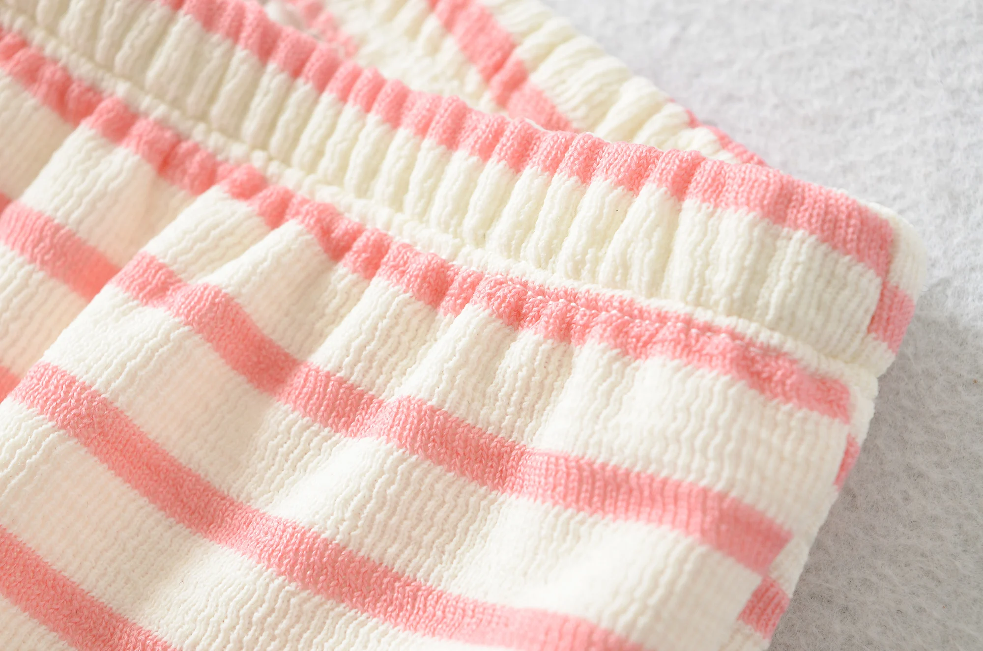 Autumn Women Pink White Stripes Drawstring Elastic Waist Shorts Knitting Polyester Cotton Mini Short Pants Casual Trousers Black