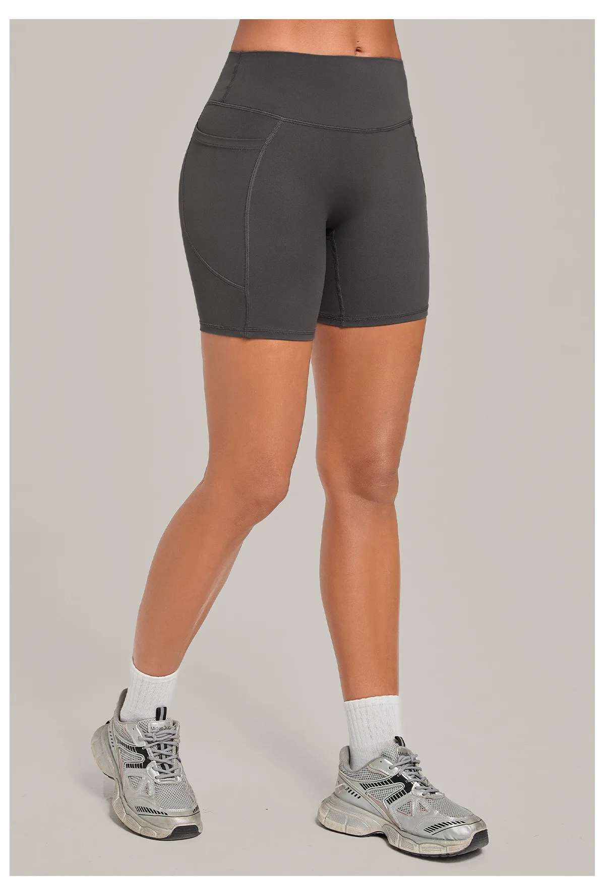 Elastic High Waist Casual Sport Short Leggings with Pocket Women Yoga Clothing Gym Fitness Shorts Female Running Short Tights