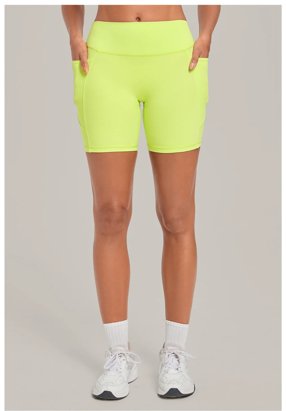 Elastic High Waist Casual Sport Short Leggings with Pocket Women Yoga Clothing Gym Fitness Shorts Female Running Short Tights