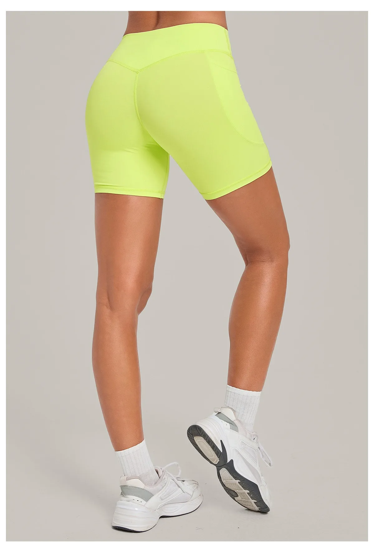 Elastic High Waist Casual Sport Short Leggings with Pocket Women Yoga Clothing Gym Fitness Shorts Female Running Short Tights