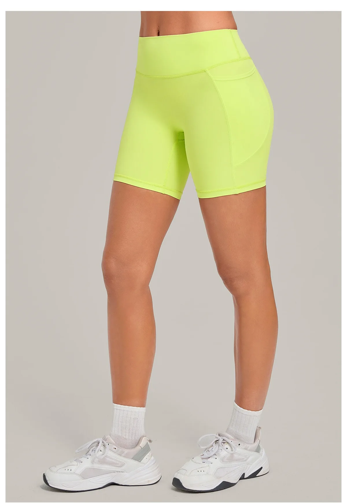 Elastic High Waist Casual Sport Short Leggings with Pocket Women Yoga Clothing Gym Fitness Shorts Female Running Short Tights