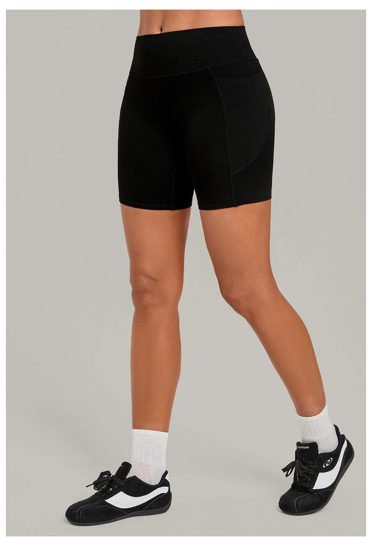 Elastic High Waist Casual Sport Short Leggings with Pocket Women Yoga Clothing Gym Fitness Shorts Female Running Short Tights