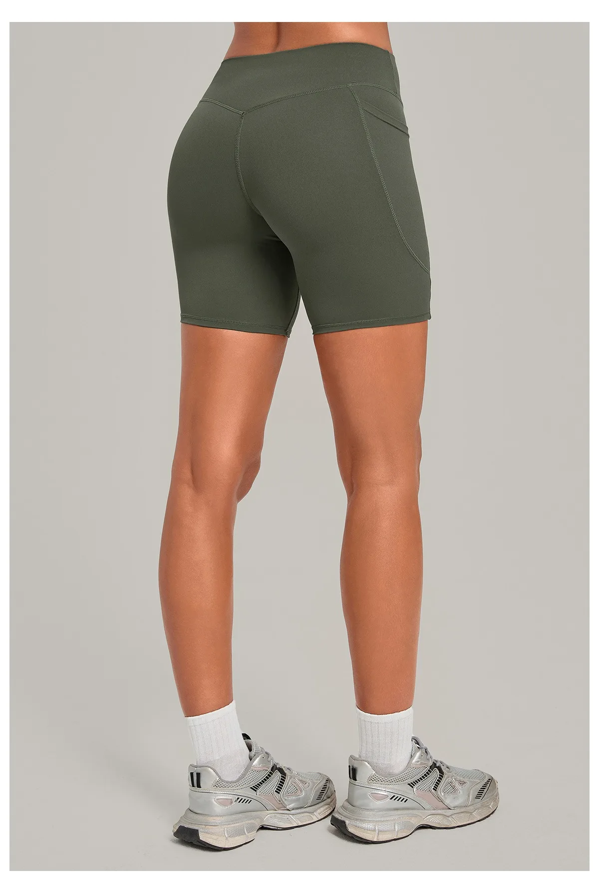 Elastic High Waist Casual Sport Short Leggings with Pocket Women Yoga Clothing Gym Fitness Shorts Female Running Short Tights
