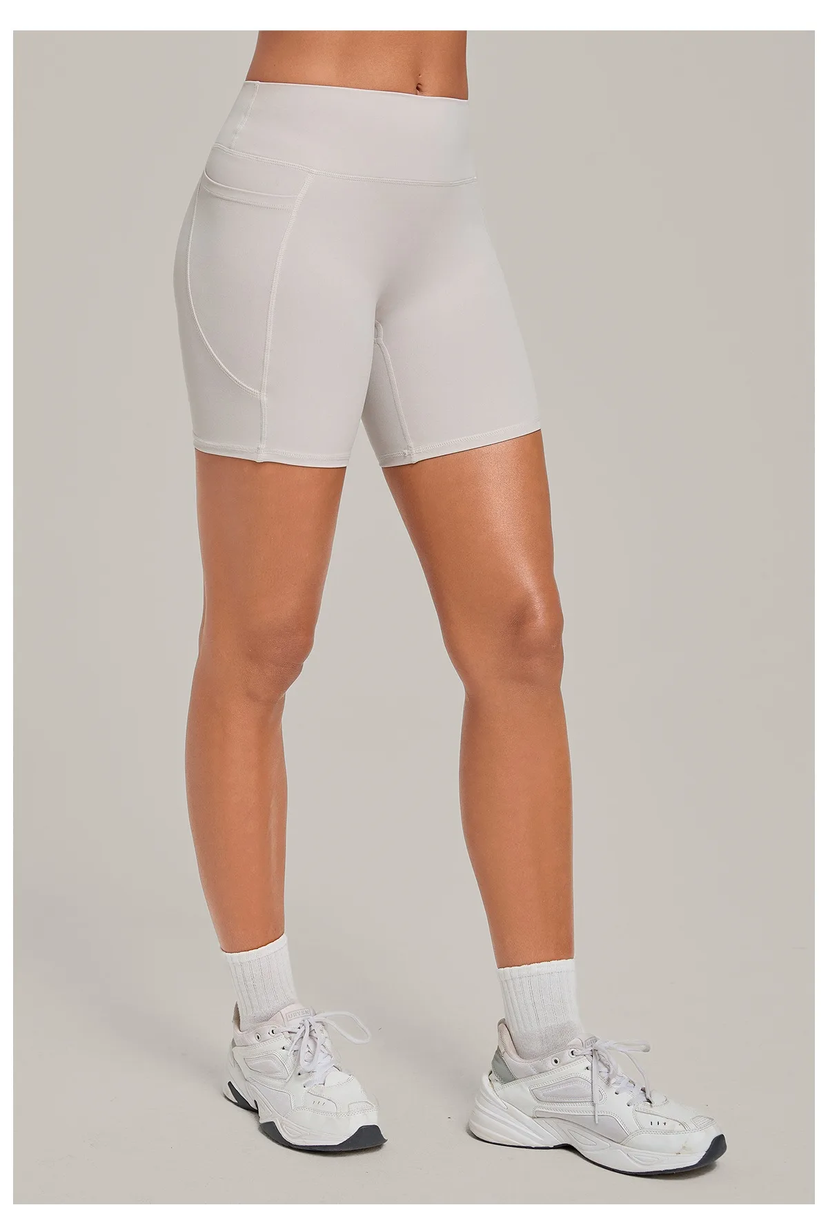 Elastic High Waist Casual Sport Short Leggings with Pocket Women Yoga Clothing Gym Fitness Shorts Female Running Short Tights