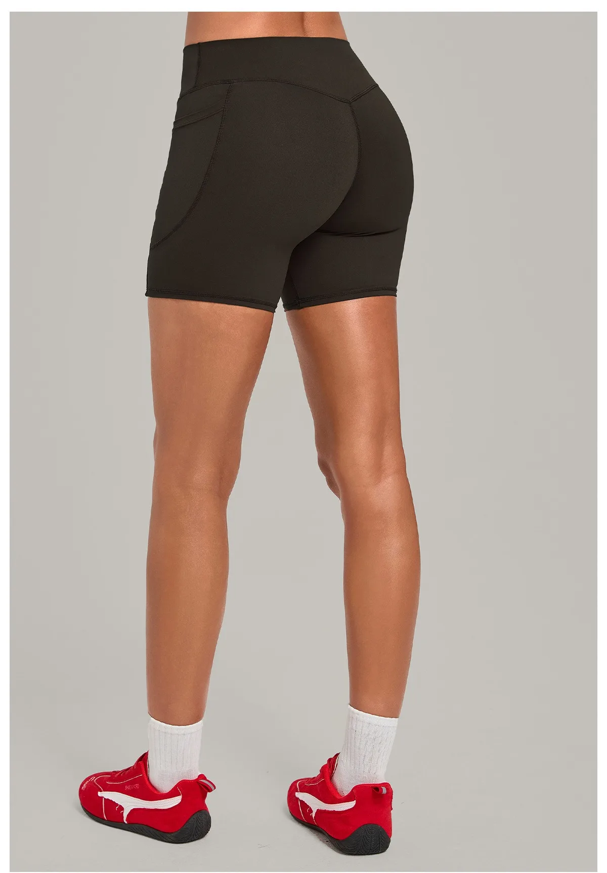 Elastic High Waist Casual Sport Short Leggings with Pocket Women Yoga Clothing Gym Fitness Shorts Female Running Short Tights