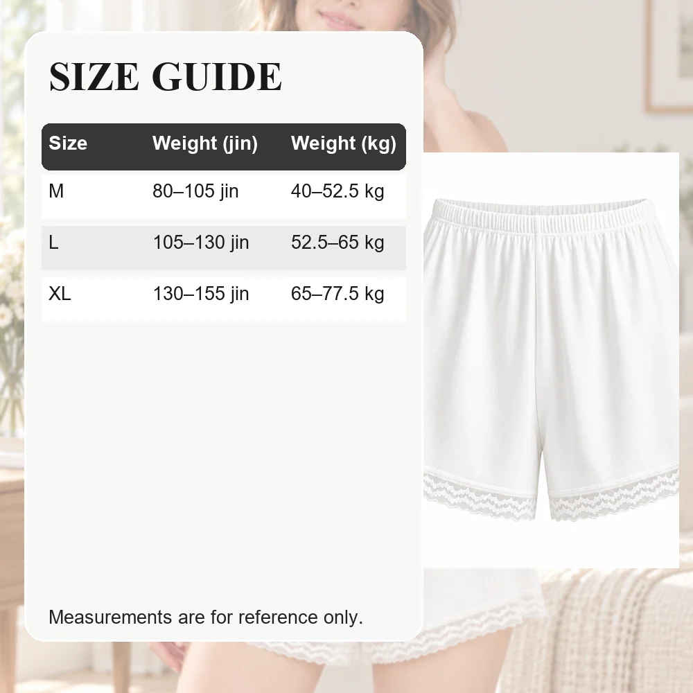 Women's Modal Lace Trim Safety Shorts Loose Fit Summer Under Shorts Lounge Bottoms
