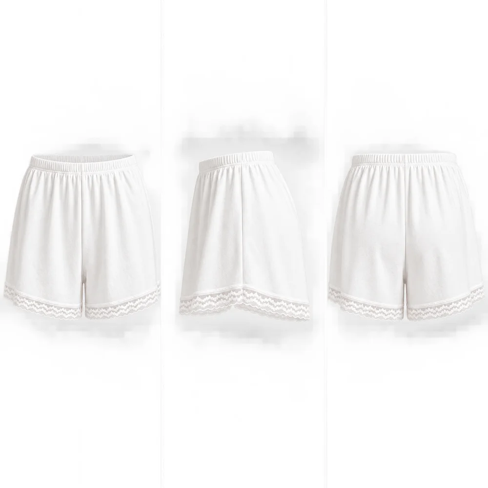 Women's Modal Lace Trim Safety Shorts Loose Fit Summer Under Shorts Lounge Bottoms